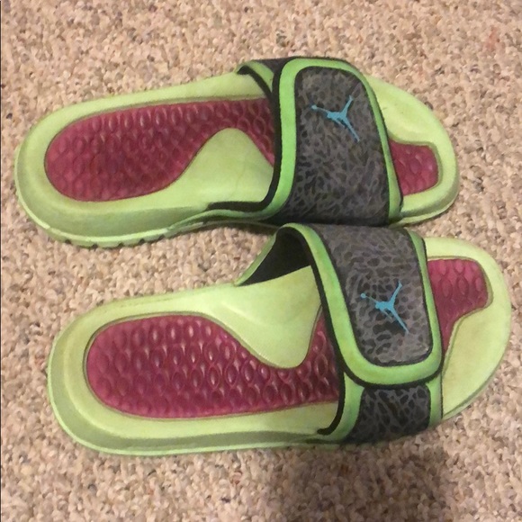 lime green jordan sandals